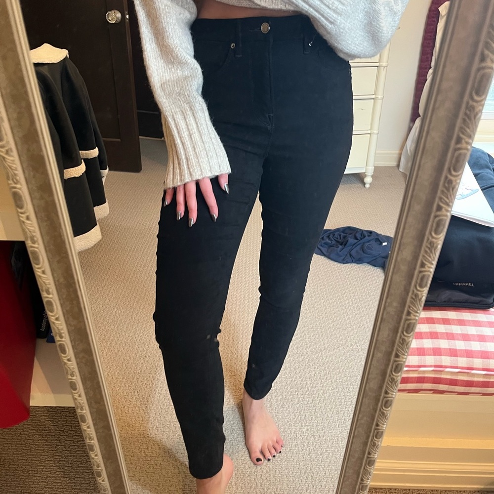 good American black suede skinny jeans size 8